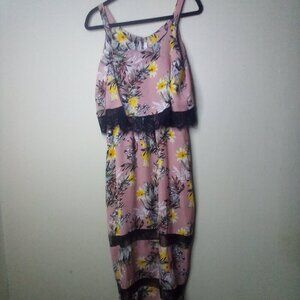 NY Collection Dress Women S Sleeveless Long Lace Floral Pink Black